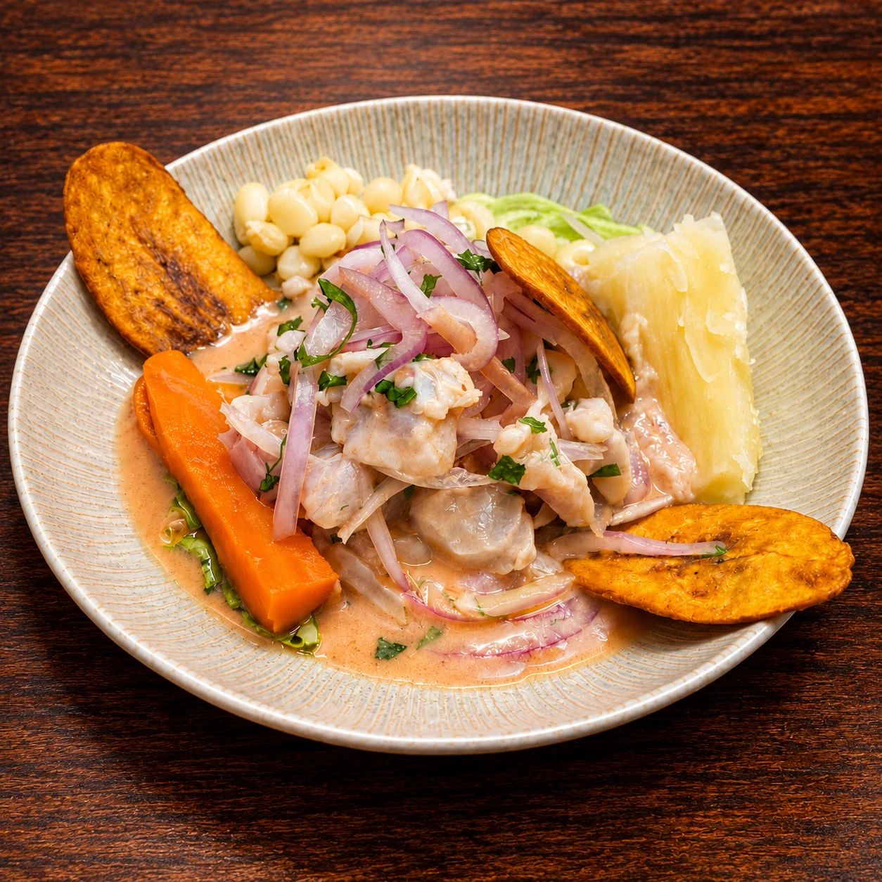 Ceviche de pescado, imagen ilustrativa creada con IA